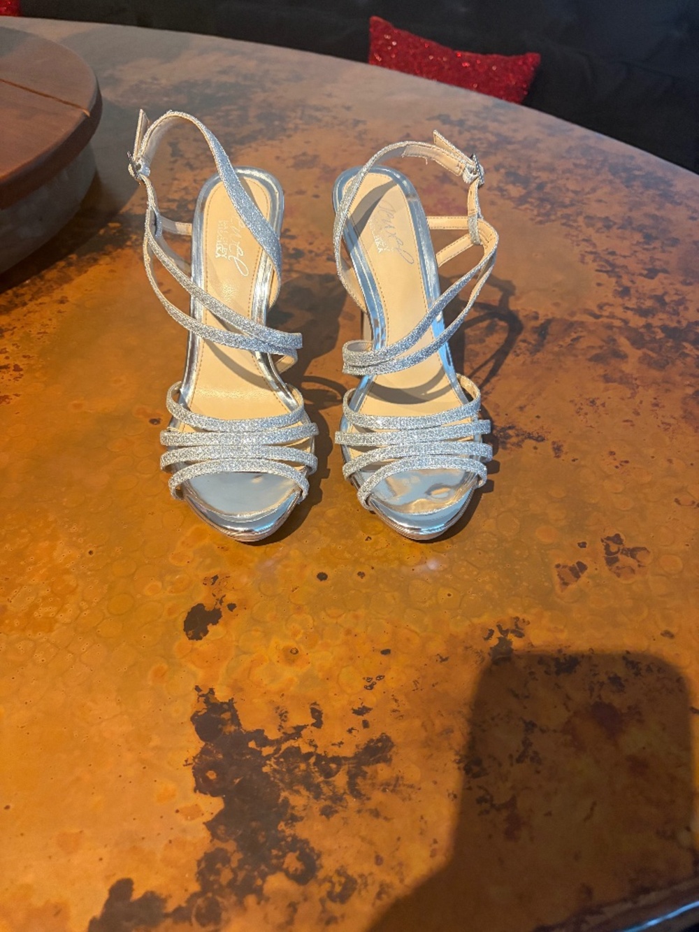 Badgley Mischka silver heels